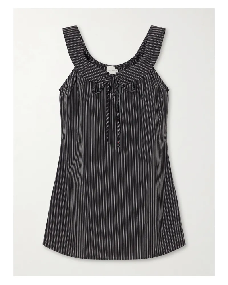 Deiji Studios Striped Organic Cotton-poplin Mini Dress - Gray Gray