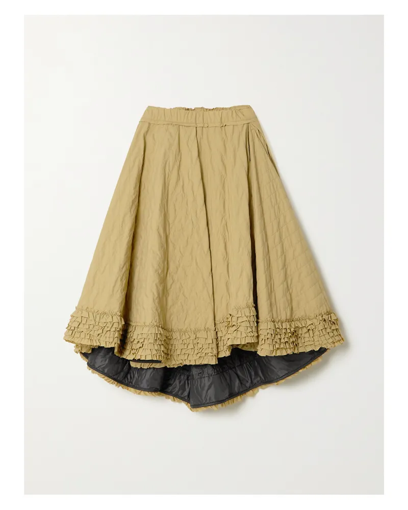 Moncler 1952 Ruffled Quilted Shell Skirt - Brown Brown