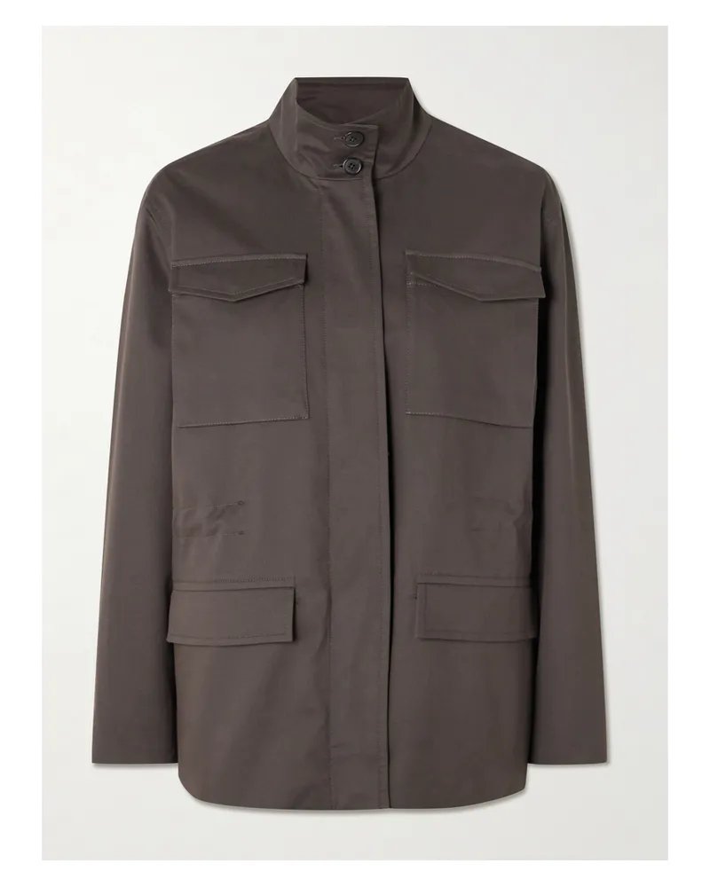 The Row Floriane Stretch Cotton And Cashmere-blend Field Jacket - Brown Brown