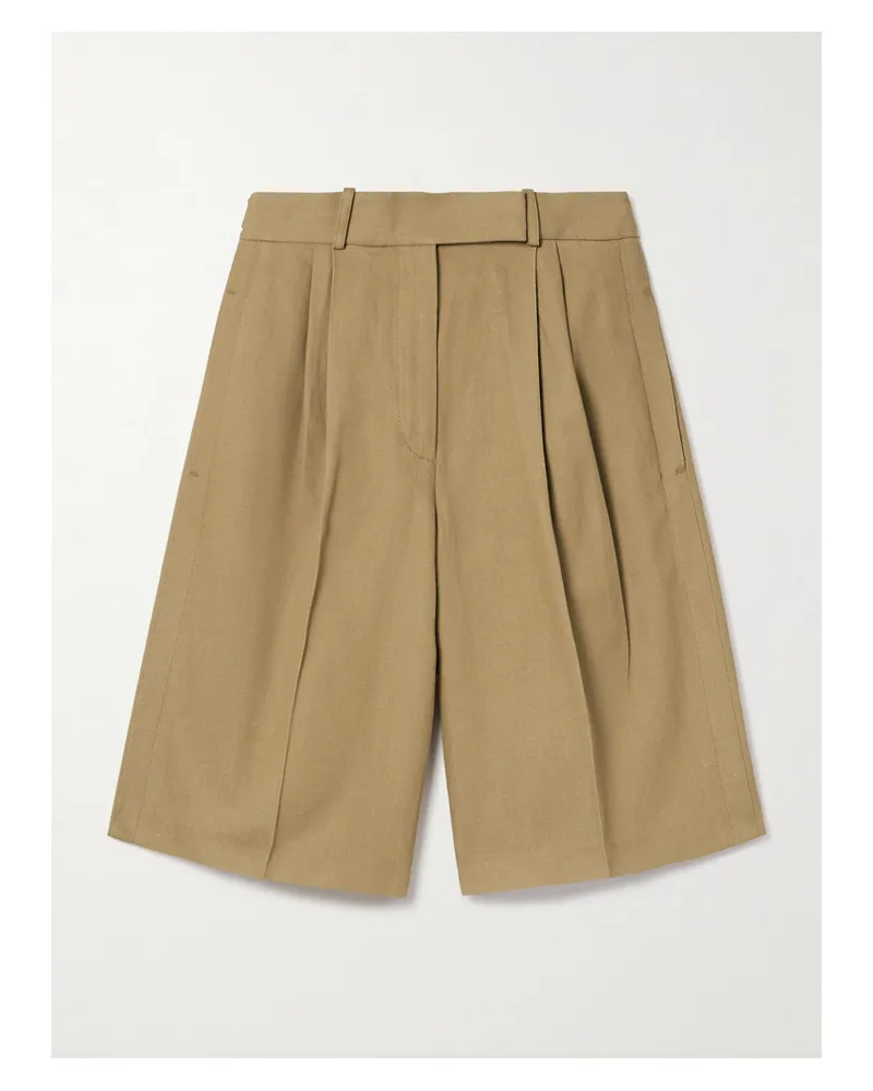 Proenza Schouler Jenny Shorts Aus Twill Aus Einer Baumwoll-leinenmischung Mit Falten - Neutral Neutral