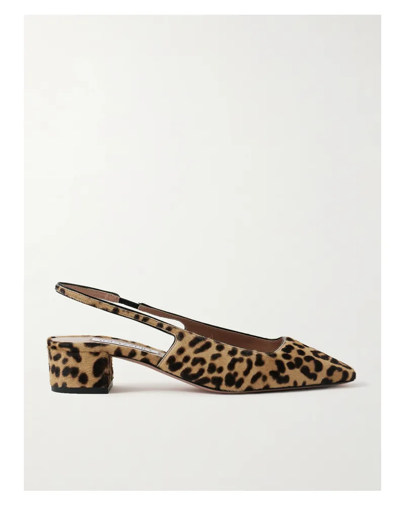 Aquazzura Ginza 35 Slingback-pumps Aus Kalbshaar Mit Leopardenprint - Animal-Print Animal-print