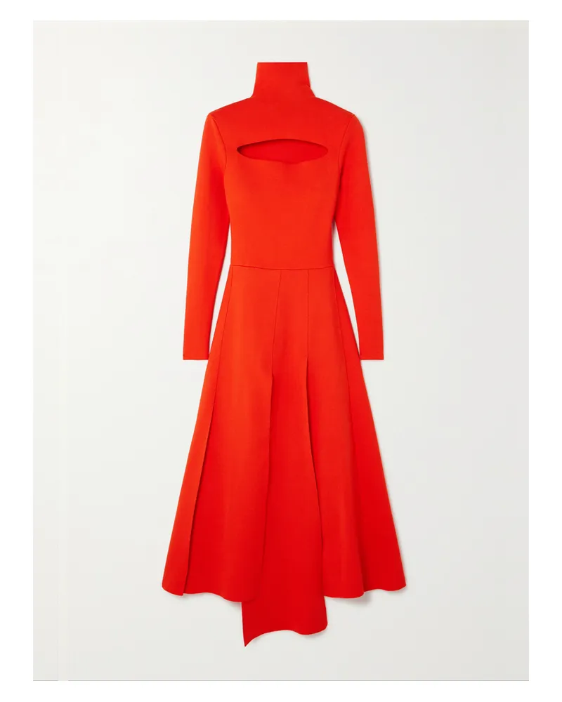 A.W.A.K.E. Asymmetrisches Rollkragenkleid Aus Stretch-strick Mit Cut-out - Rot Rot