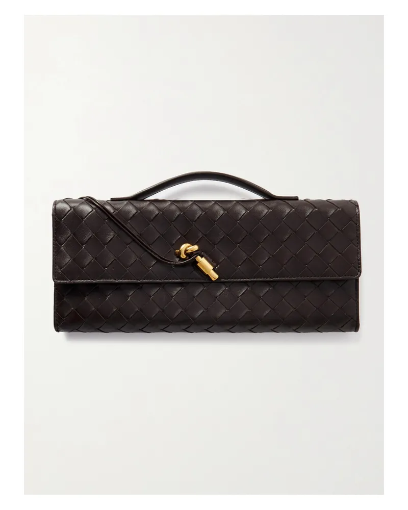 Bottega Veneta Long Andiamo Intrecciato Leather Clutch - Brown Brown