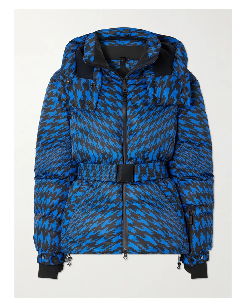 Perfect Moment Johnnie Walker Candice Gesteppte, Bedruckte Ski-jacke Mit Daunenfüllung Und Gürtel - Blau Blau