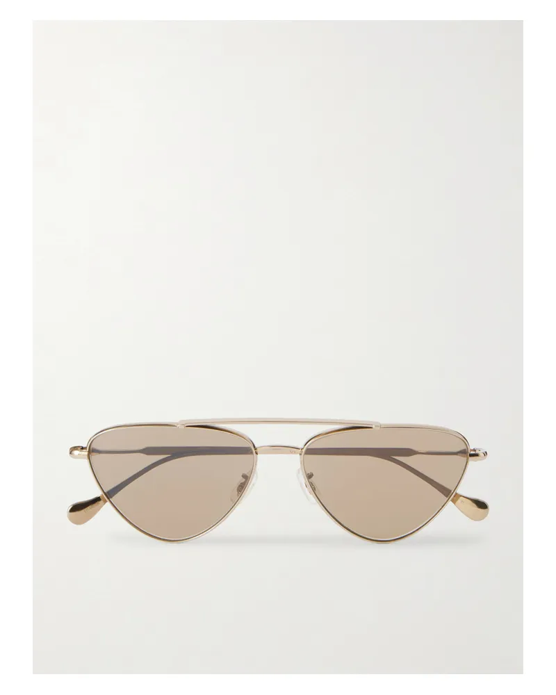 Oliver Peoples Jil Sander Aviator-style Gold-tone Titanium Sunglasses Gold