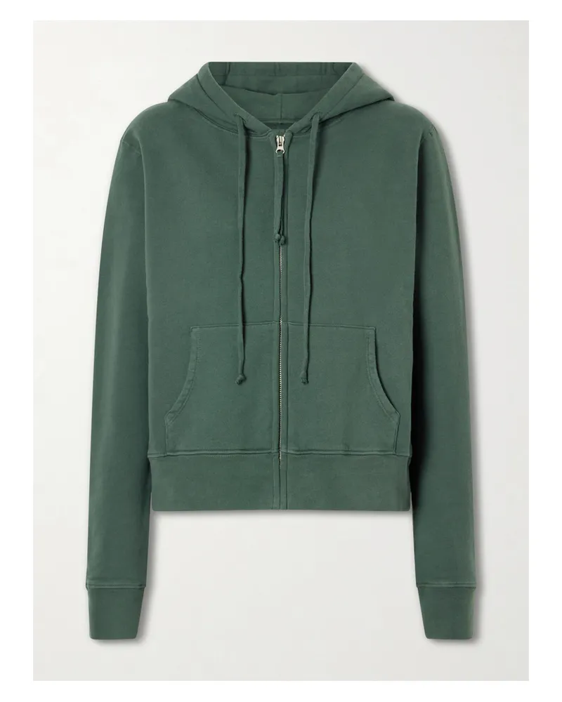Nili Lotan Cotton-jersey Zip-up Hoodie - Green Green