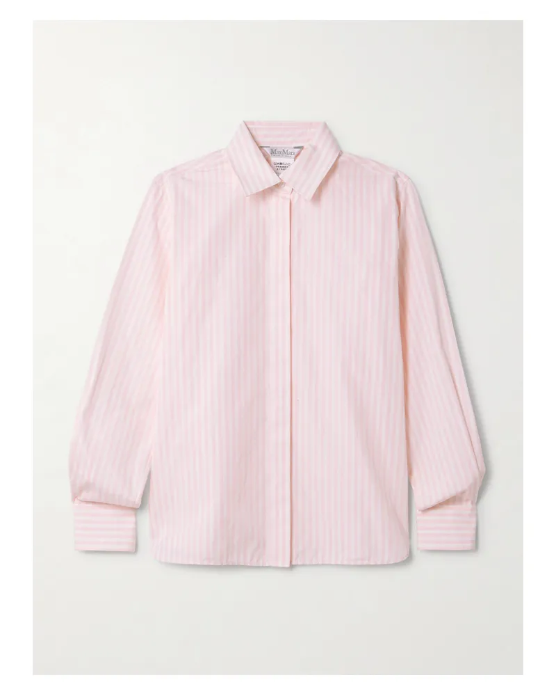 Max Mara Hemd Aus Gestreifter Baumwollpopeline - Pink Pink