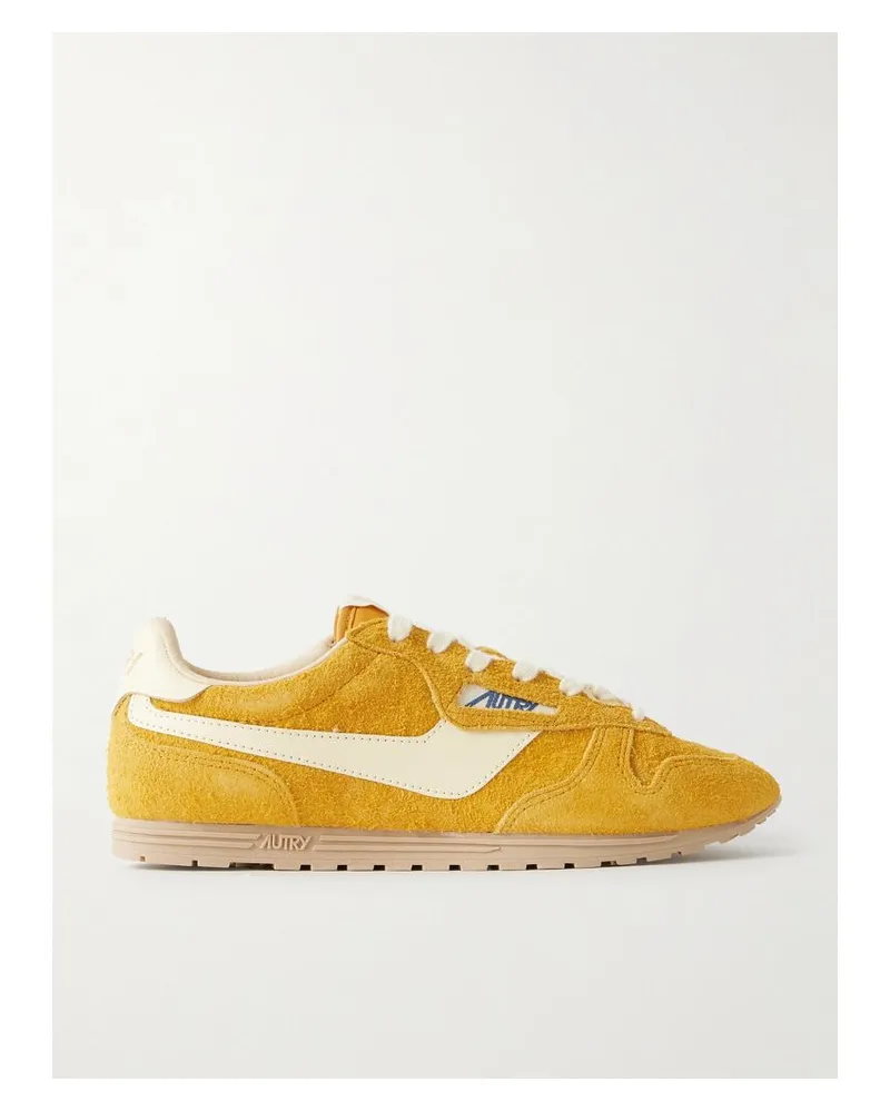 AUTRY Windspin Sneakers Aus Gebürstetem Veloursleder Mit Lederbesätzen - Gelb Gelb