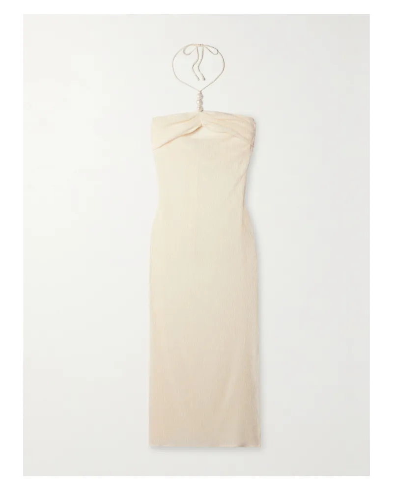 Magda Butrym Neckholder-maxikleid Aus Einer Lyocell-mischung Mit Stretch-anteil Und Raffungen - Creme Creme