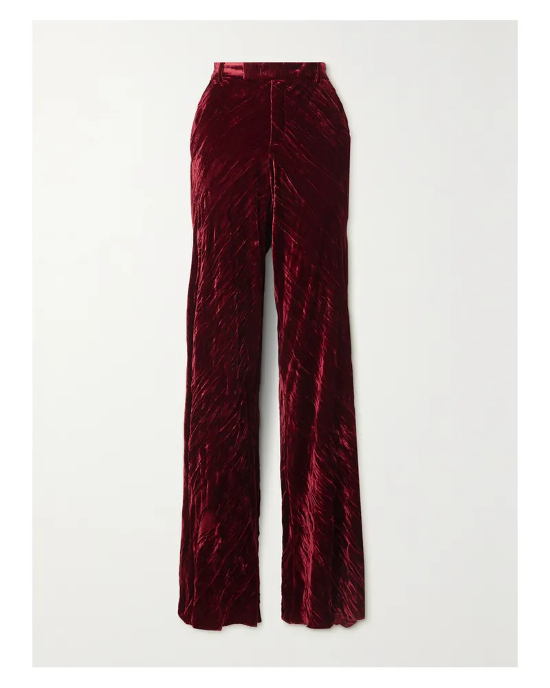 Etro Artemisia Hose Mit Weitem Bein Aus Samt In Knitteroptik - Burgunder Burgunder
