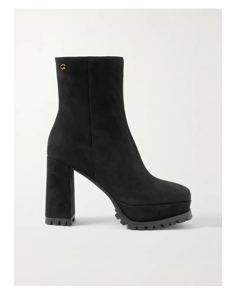 Gianvito Rossi 70 Ankle Boots Aus Veloursleder Mit Plateau - Schwarz Schwarz
