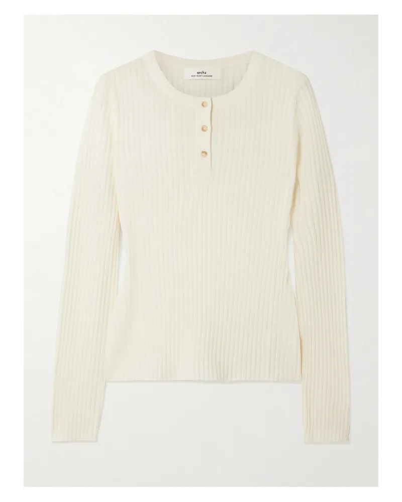 arch4 Noa Pullover Aus Geripptem Biokaschmir - Elfenbein Elfenbein