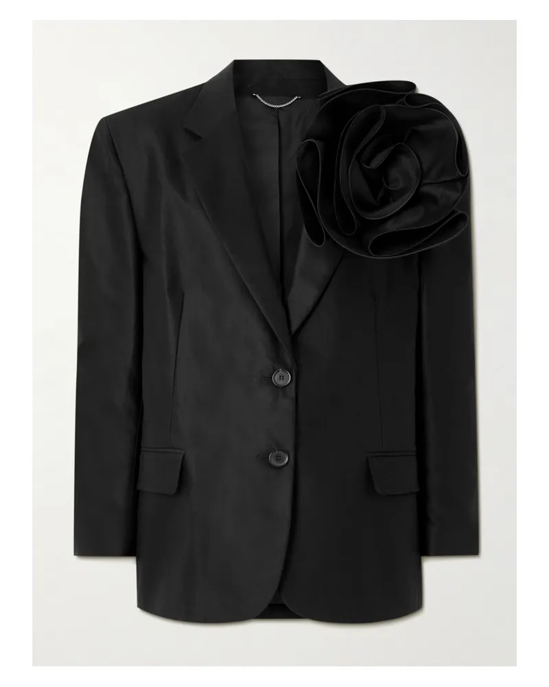 Magda Butrym Blazer Aus Baumwollsatin Mit Applikationen - Schwarz Schwarz
