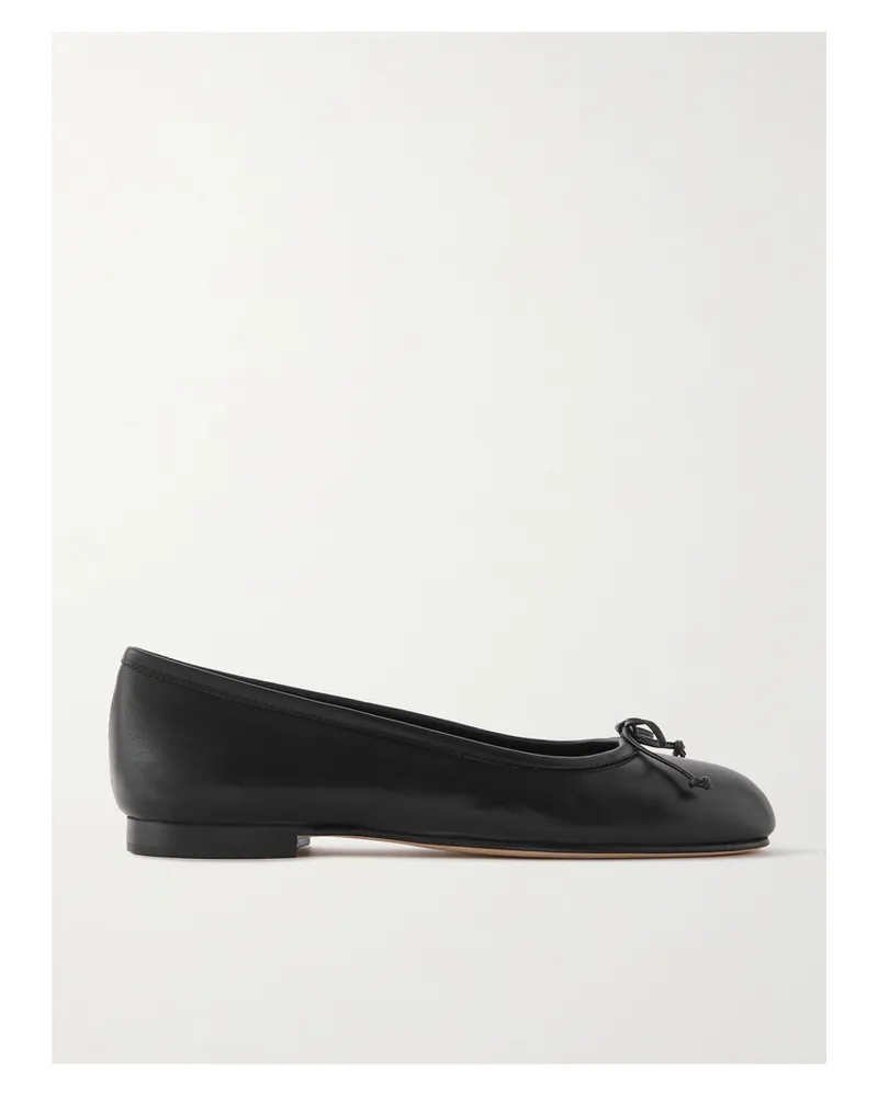 Manolo Blahnik Veralli Bow-detailed Leather Ballet Flats - Black Black