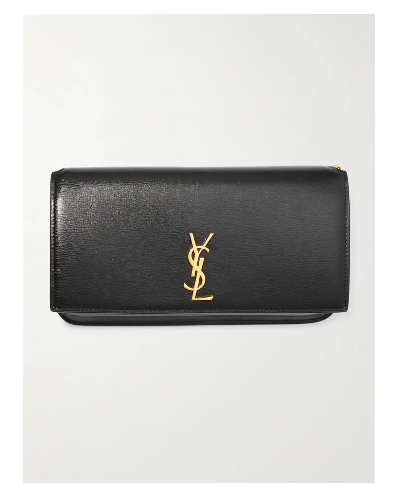 Saint Laurent Cassandre Strap Leather Phone Case - Black Black