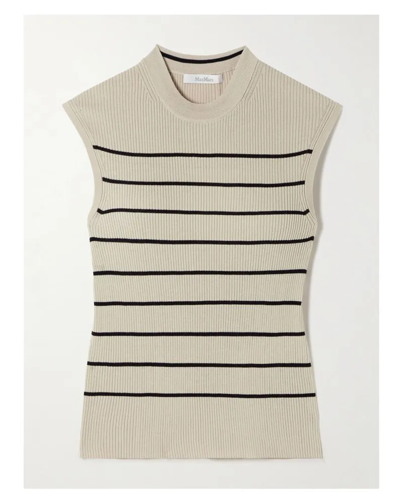 Max Mara Giara Oberteil Aus Einer Gerippten Baumwoll-seidenmischung Mit Streifen - Neutral Neutral