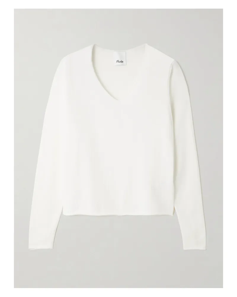 ALLUDE Cotton And Cashmere-blend Sweater - Cream Cream