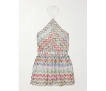 Neckholder-playsuit Aus Metallic-häkelstrick - Mehrfarbig