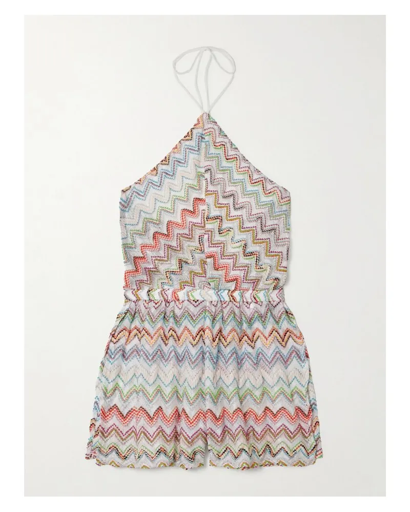 Missoni Neckholder-playsuit Aus Metallic-häkelstrick - Mehrfarbig Mehrfarbig