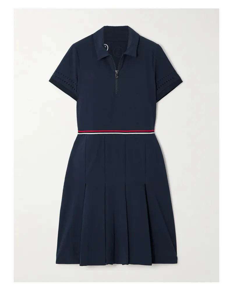 Bogner Golf-kleid Aus Stretch-jersey Mit Streifen, Falten Und Lasergeschnittenen Details - Blau Blau