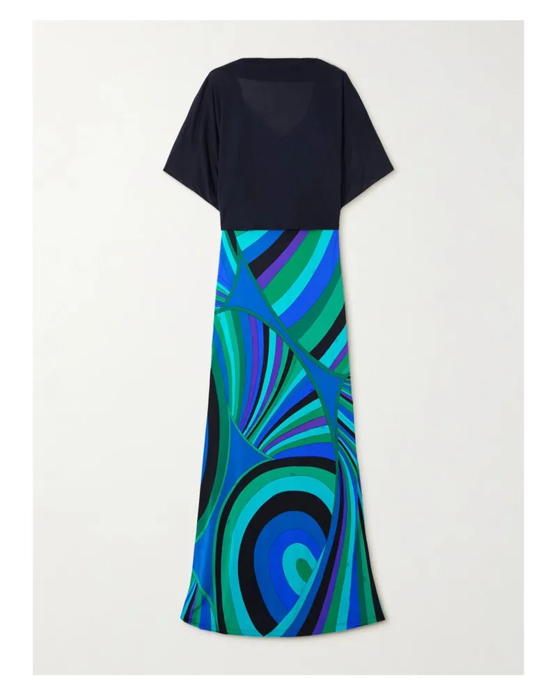 Emilio Pucci Mehrlagiges Maxikleid Aus Bedrucktem Jersey Und Einer Baumwoll-seidenmischung - Blau Blau