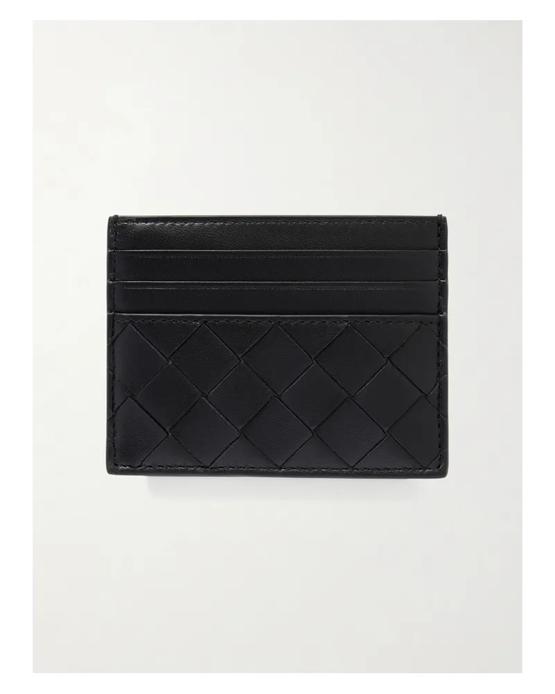 Bottega Veneta Intrecciato 15 Leather Cardholder - Black Black