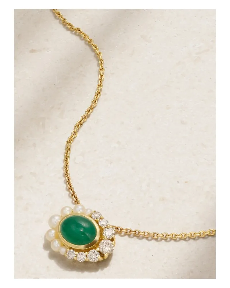 Amrapali Navratna Kette Aus 18 Karat Gold Mit Mehreren Steinen - Grün Grün