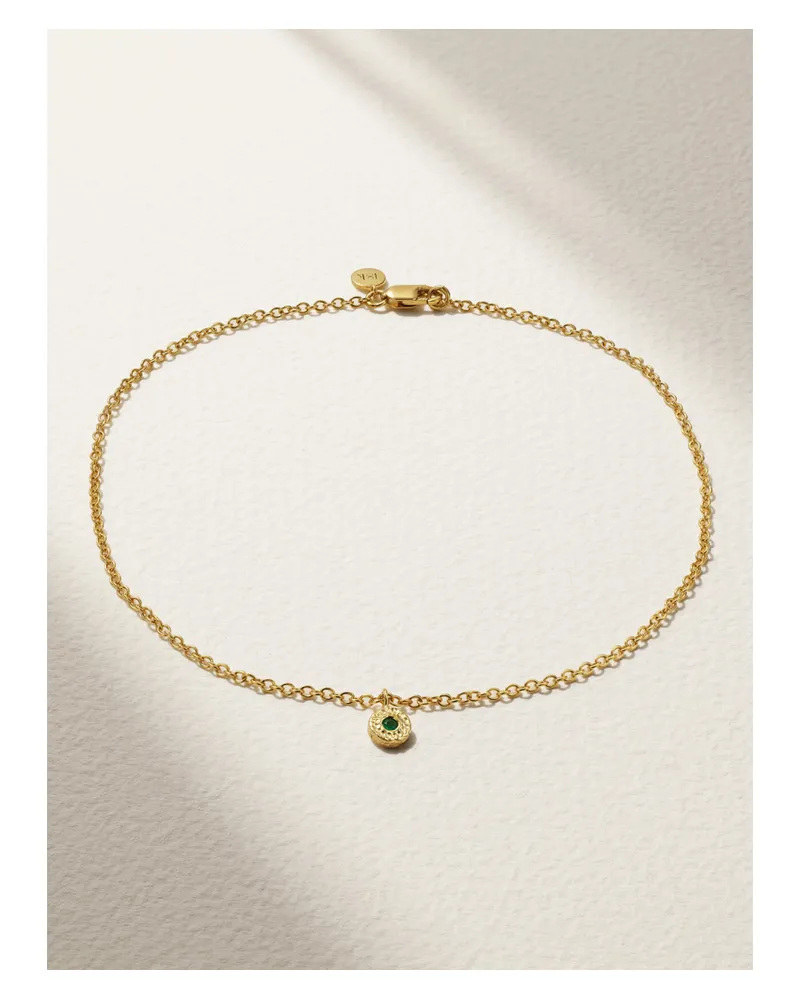 Octavia Elizabeth Net Sustain Nesting Gem Fußkettchen Aus Recyceltem 18 Karat Gold Mit Smaragd Gold