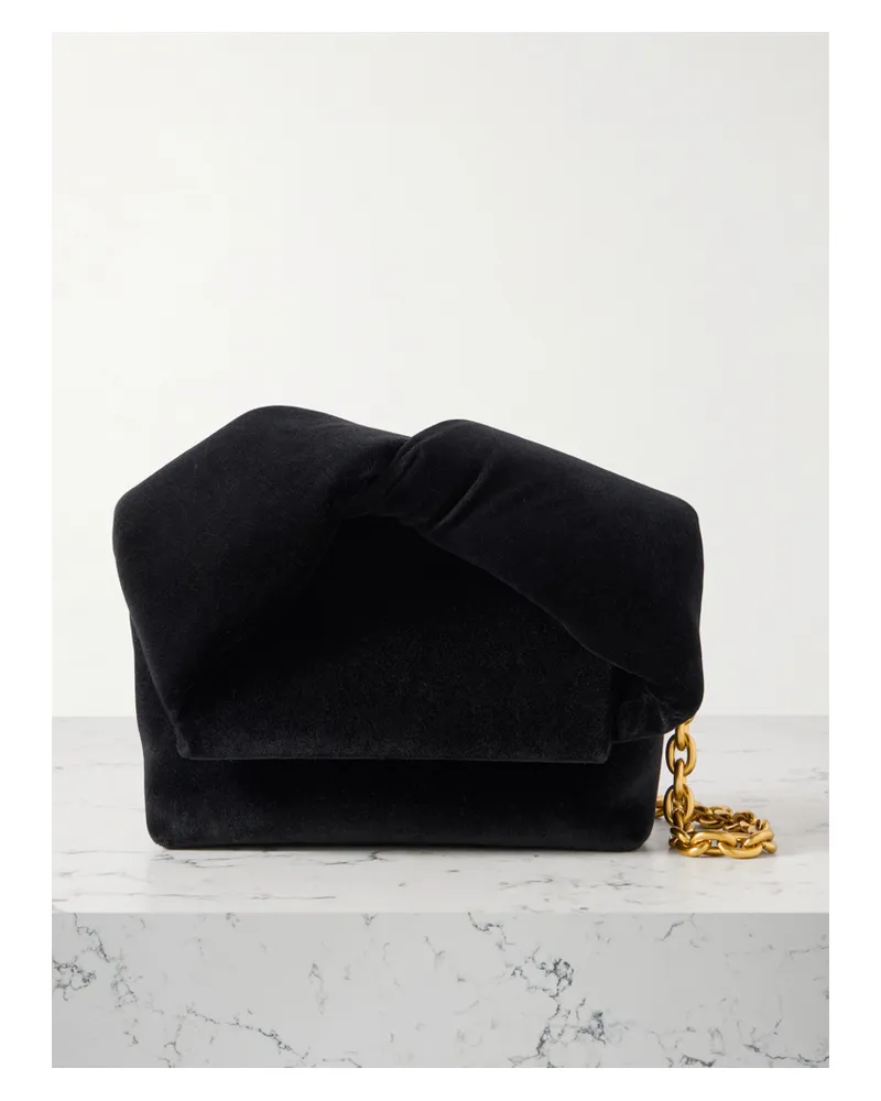J.W.Anderson Twister Small Velvet Tote - Black Black