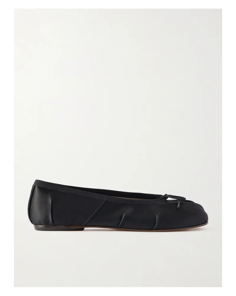 Maison Margiela Tabi Split-toe Satin Ballet Flats - Black Black
