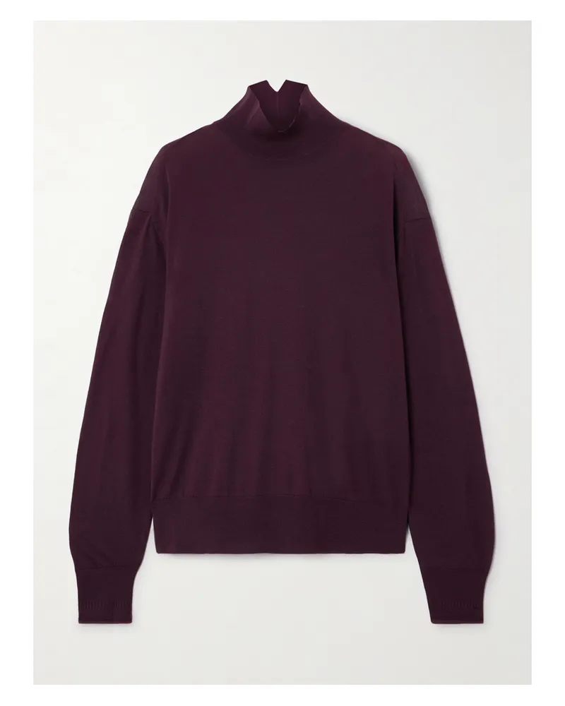 Another Tomorrow Rollkragenpullover Aus Wolle - Burgunder Burgunder