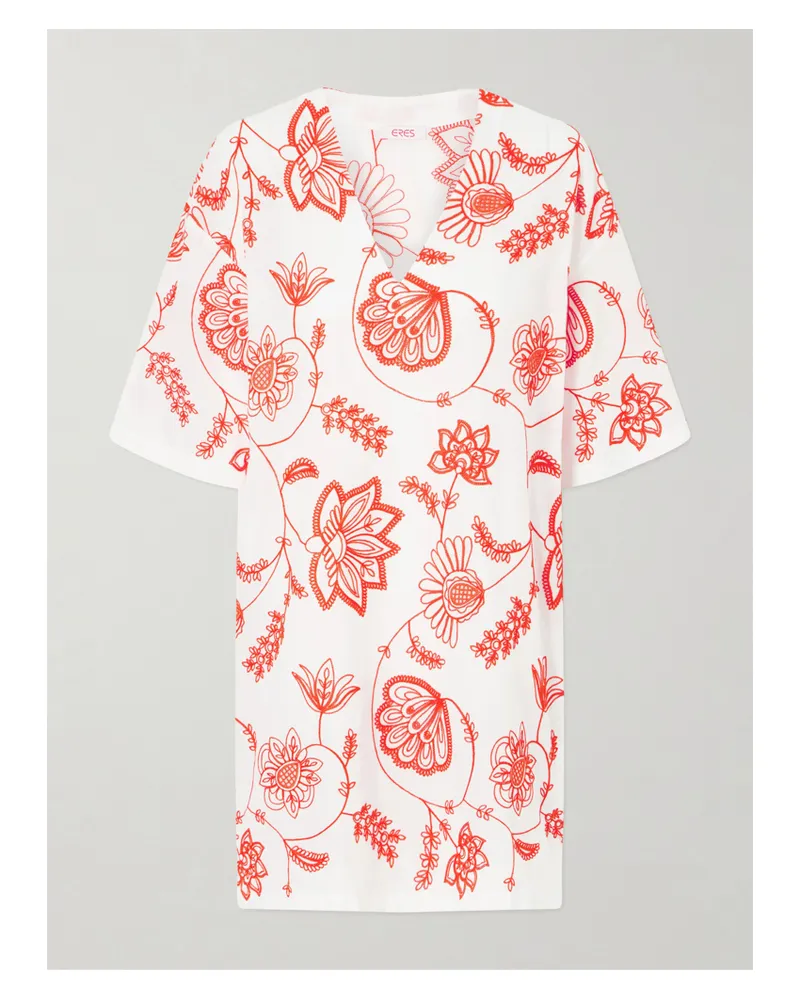 Eres Embroidered Cotton-blend Mini Dress Red