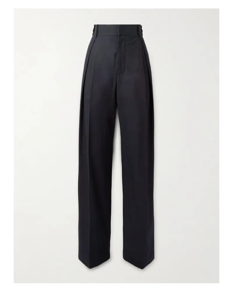 Bottega Veneta Bundfaltenhose Mit Weitem Bein Aus Baumwoll-twill - Blau Blau