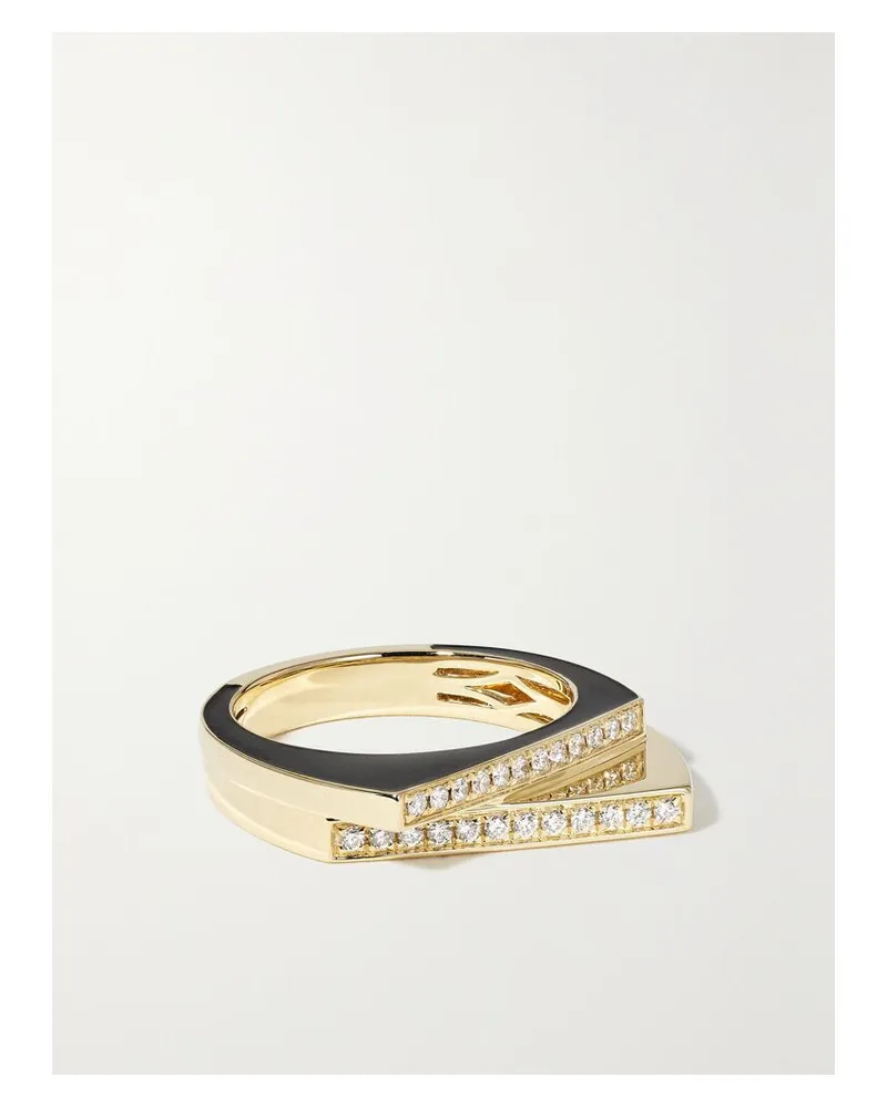 Rainbow K Handcuff Ring Aus 14 Karat Gold Mit Diamanten Und Emaille Gold