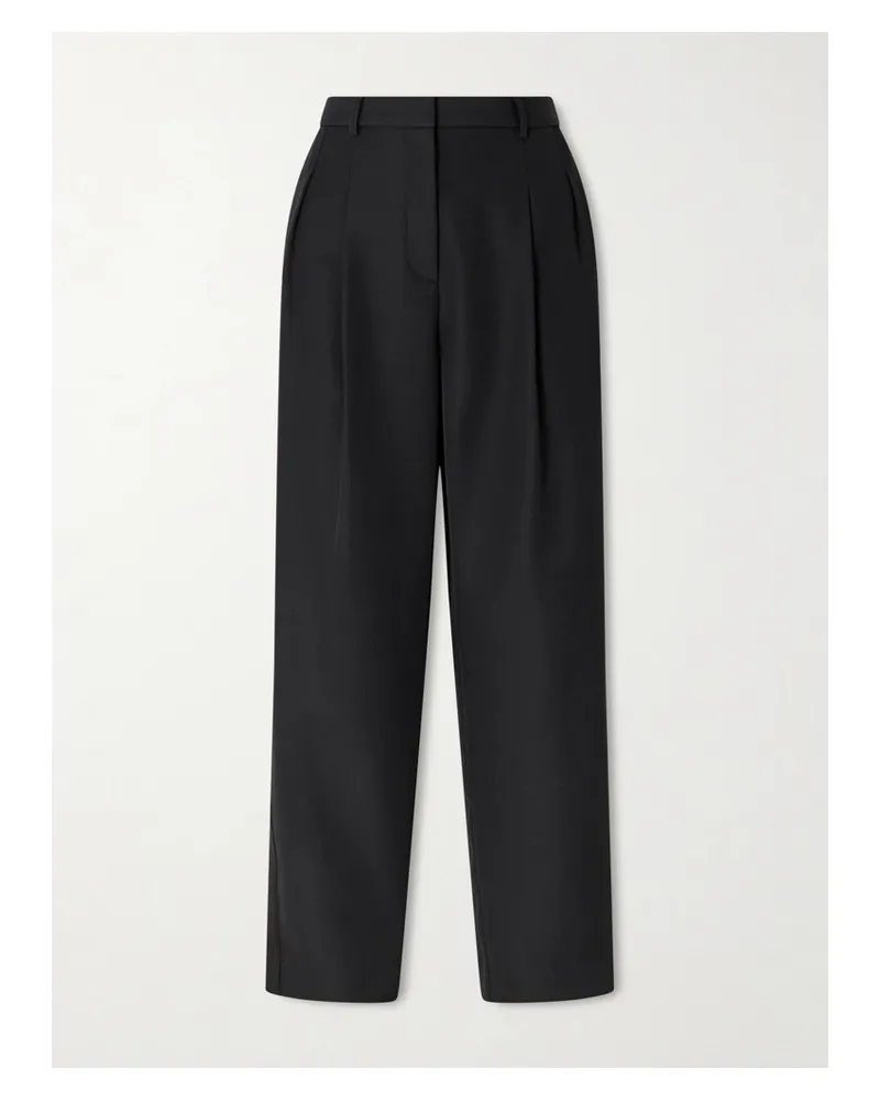 TWP Cornelia St. Satin-trimmed Wool Tapered Pants - Black Black