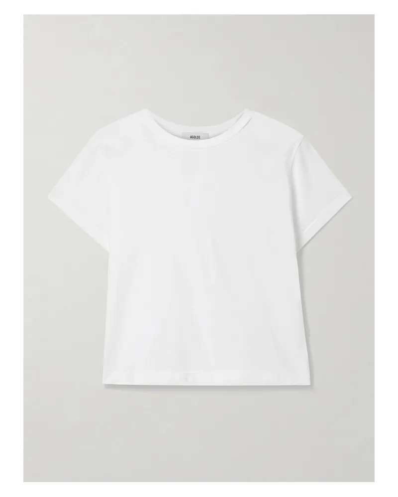 AGOLDE Adine Cropped Organic Cotton-jersey T-shirt - White White