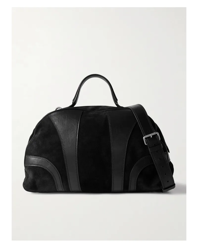 Dries van Noten Leather-trimmed Suede Duffle Bag - Black Black