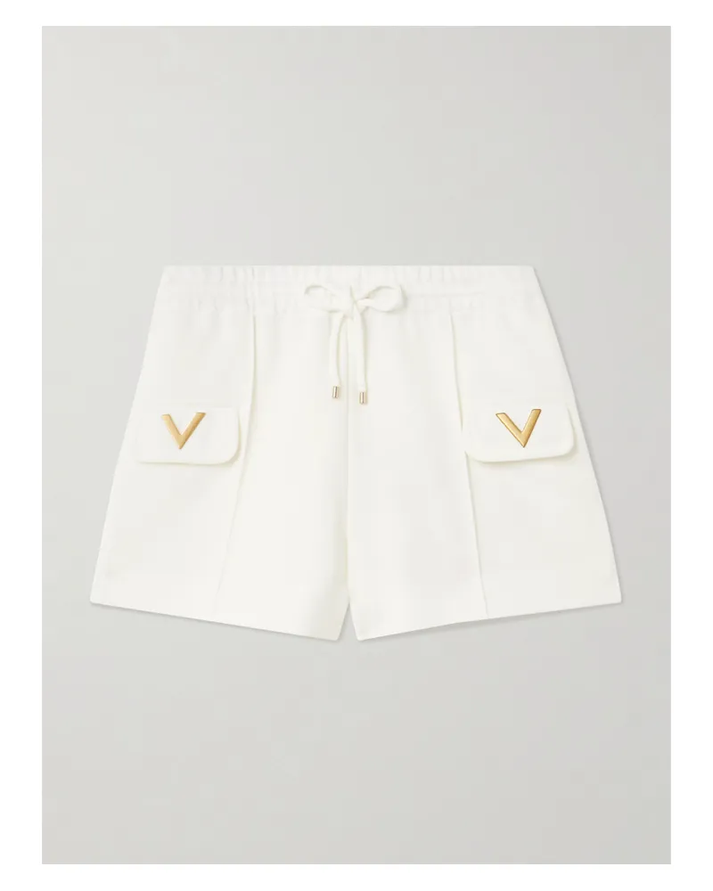 Valentino Garavani Shorts Aus Stretch-jersey Mit Verzierungen - Weiß Weiß