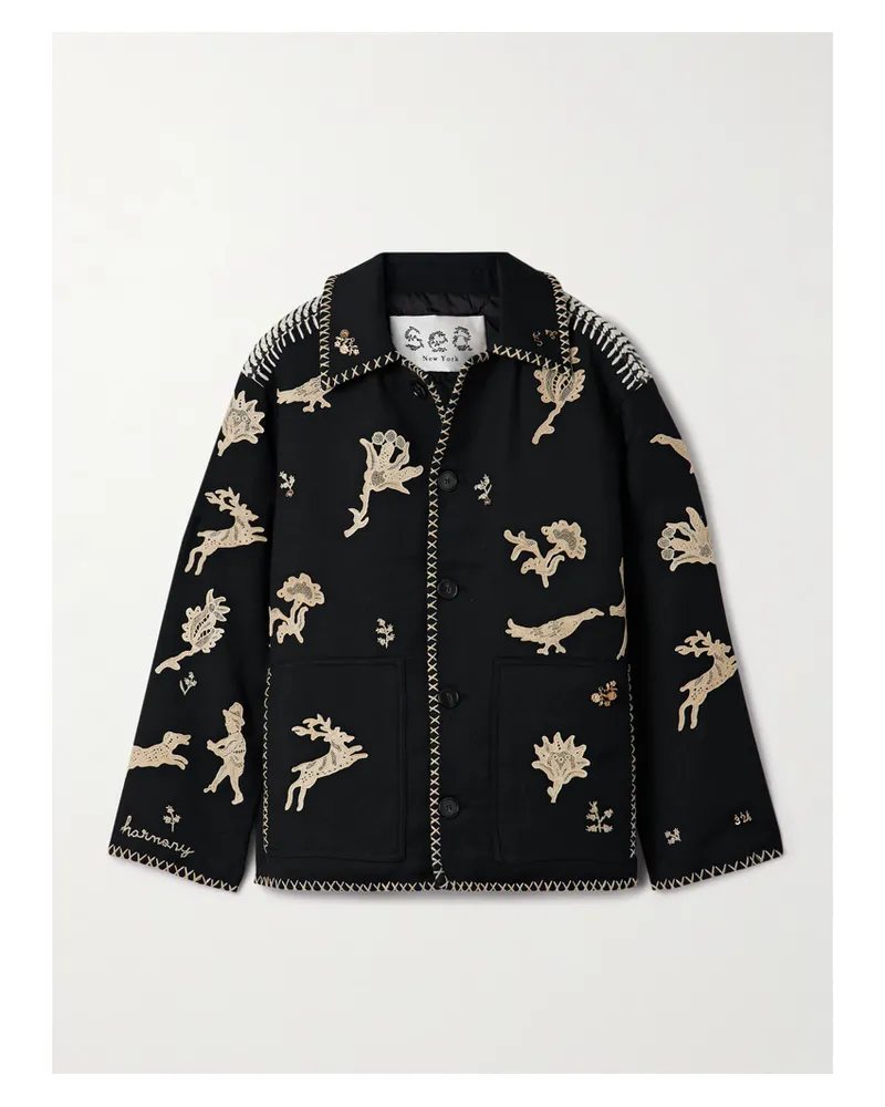 Sea Mika Wattierte Jacke Aus Twill Mit Applikationen - Schwarz Schwarz