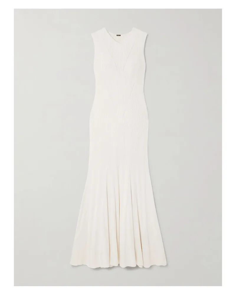 Adam Lippes Vivian Midikleid Aus Gerippter Seide - Elfenbein Elfenbein