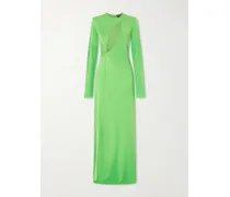 Cutout Crepe-jersey Gown - Green