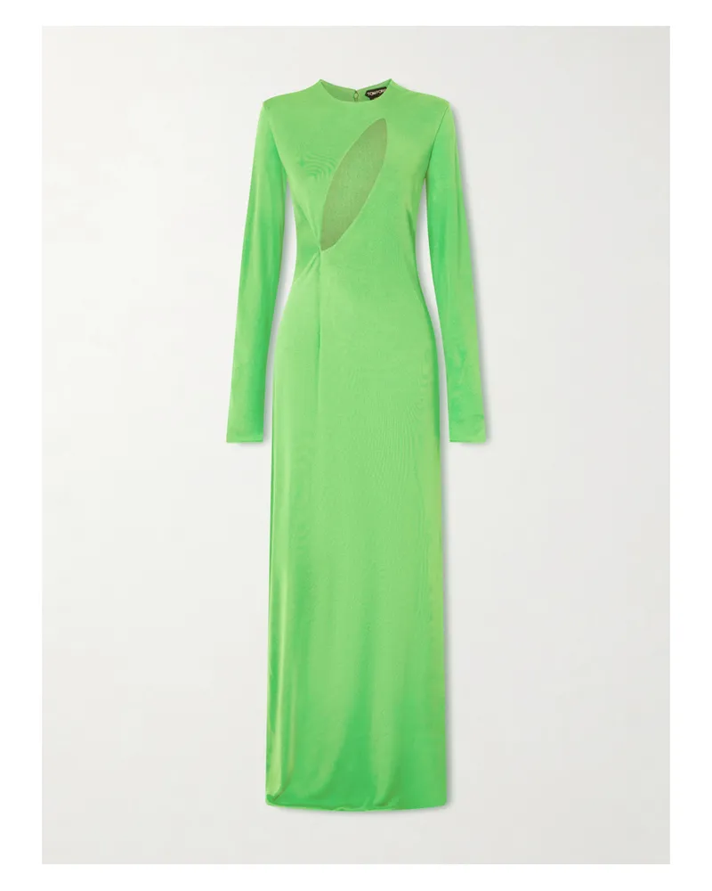 Tom Ford Cutout Crepe-jersey Gown - Green Green