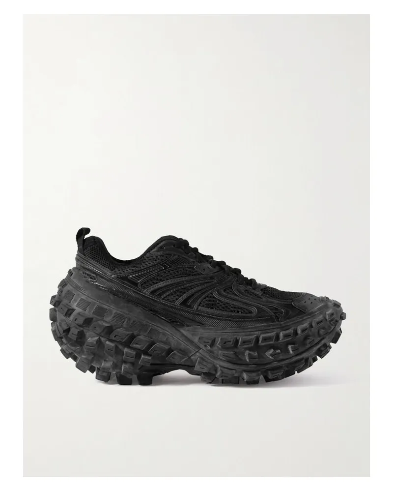 Balenciaga Bouncer Sneakers Aus Mesh Und Gummi Mit Plateau - Schwarz Schwarz