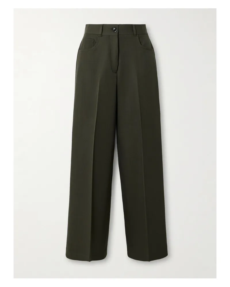 PURDEY Seymour Pleated Wool-twill Wide-leg Pants - Green Green