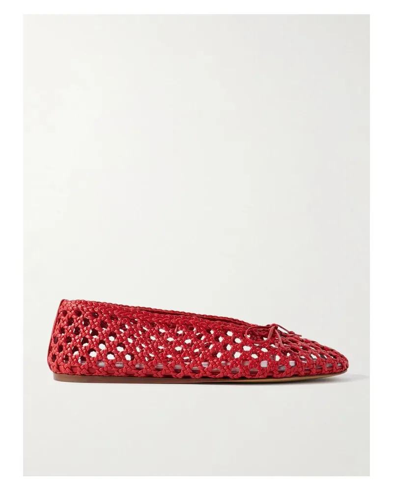 Le Monde Béryl Regency Ballerinas Aus Geflochtenem Leder Mit Schleife - Rot Rot