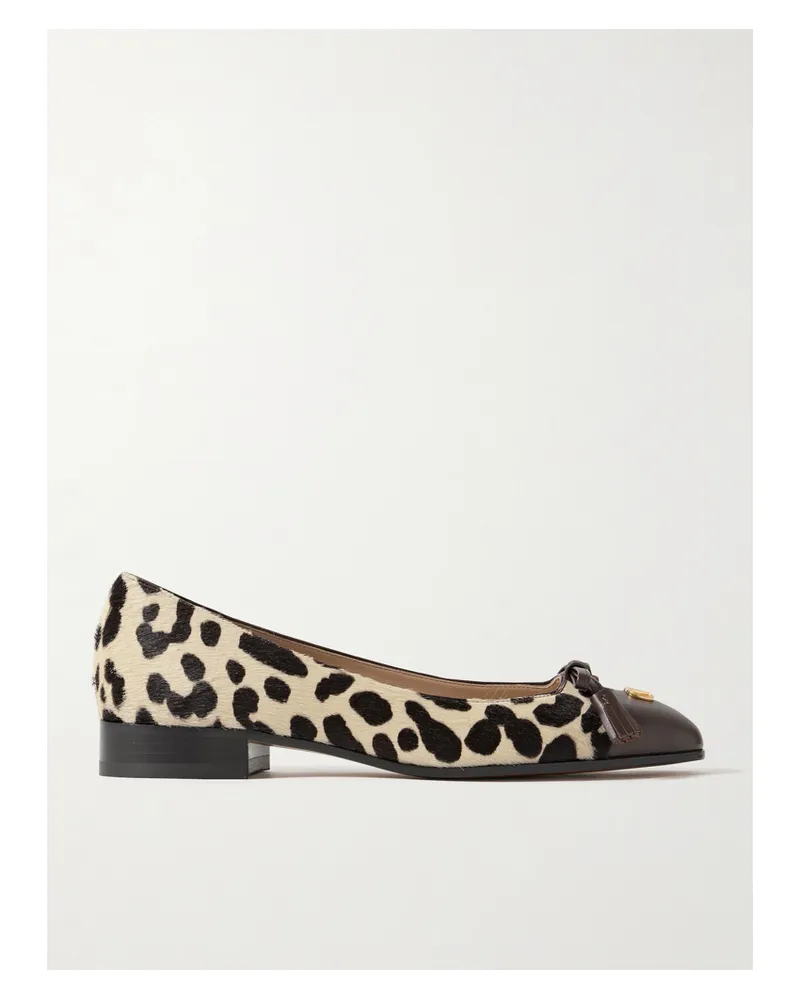 Valentino Garavani Ballerina Flache Schuhe Aus Kalbshaar Mit Leopardenprint Und Lederbesätzen - Animal-Print Animal-print