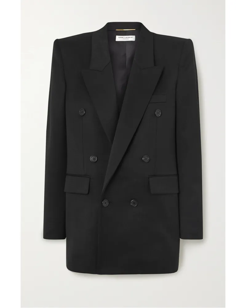 Saint Laurent Doppelreihiger Blazer aus Wolle Schwarz