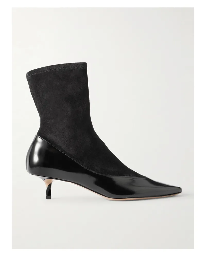 Jacquemus The Tourni Ankle Boots Aus Veloursleder Und Glanzleder - Schwarz Schwarz