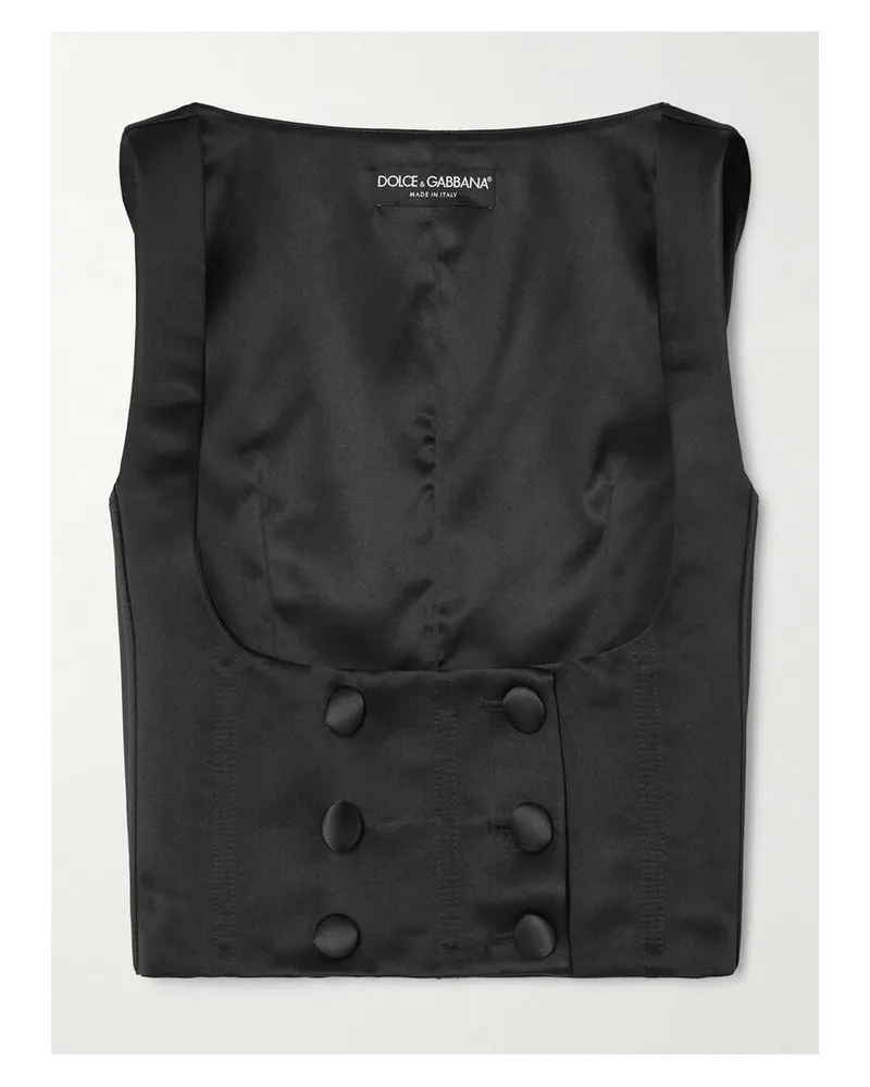 Dolce & Gabbana Doppelreihige Weste Aus Duchesse-seidensatin - Schwarz Schwarz