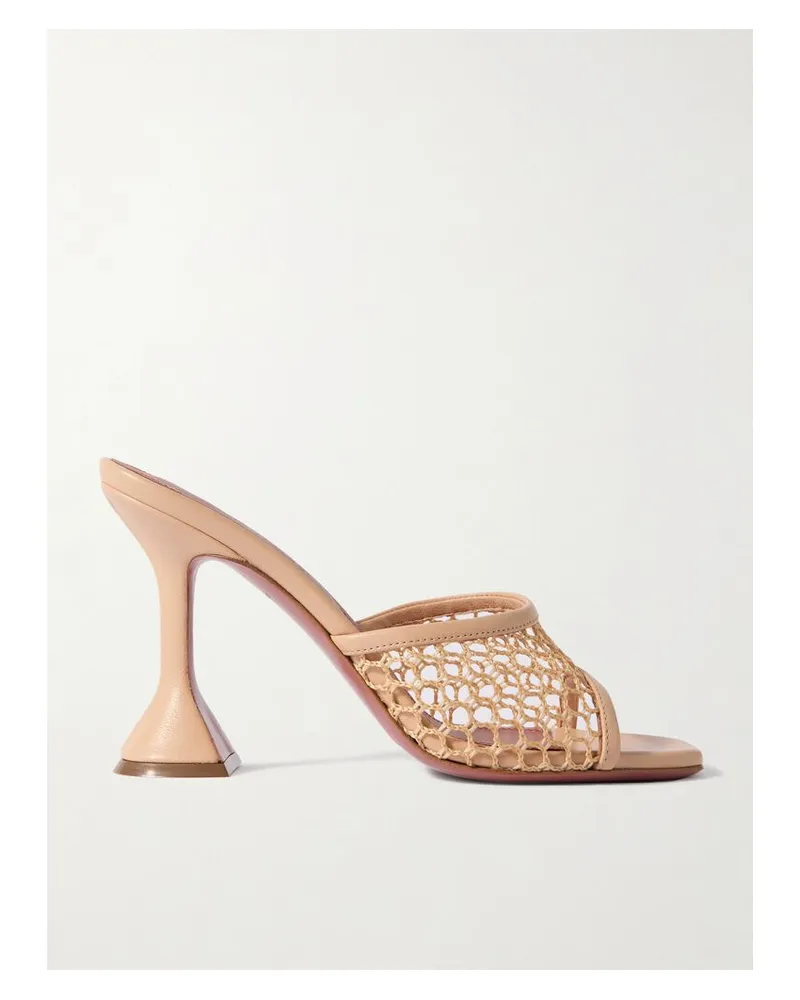Amina Muaddi Lupita Mules Aus Leder Und Netzmaterial - Neutral Neutral